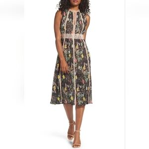 🦋Foxiedox Black Floral Lace Midi Dress